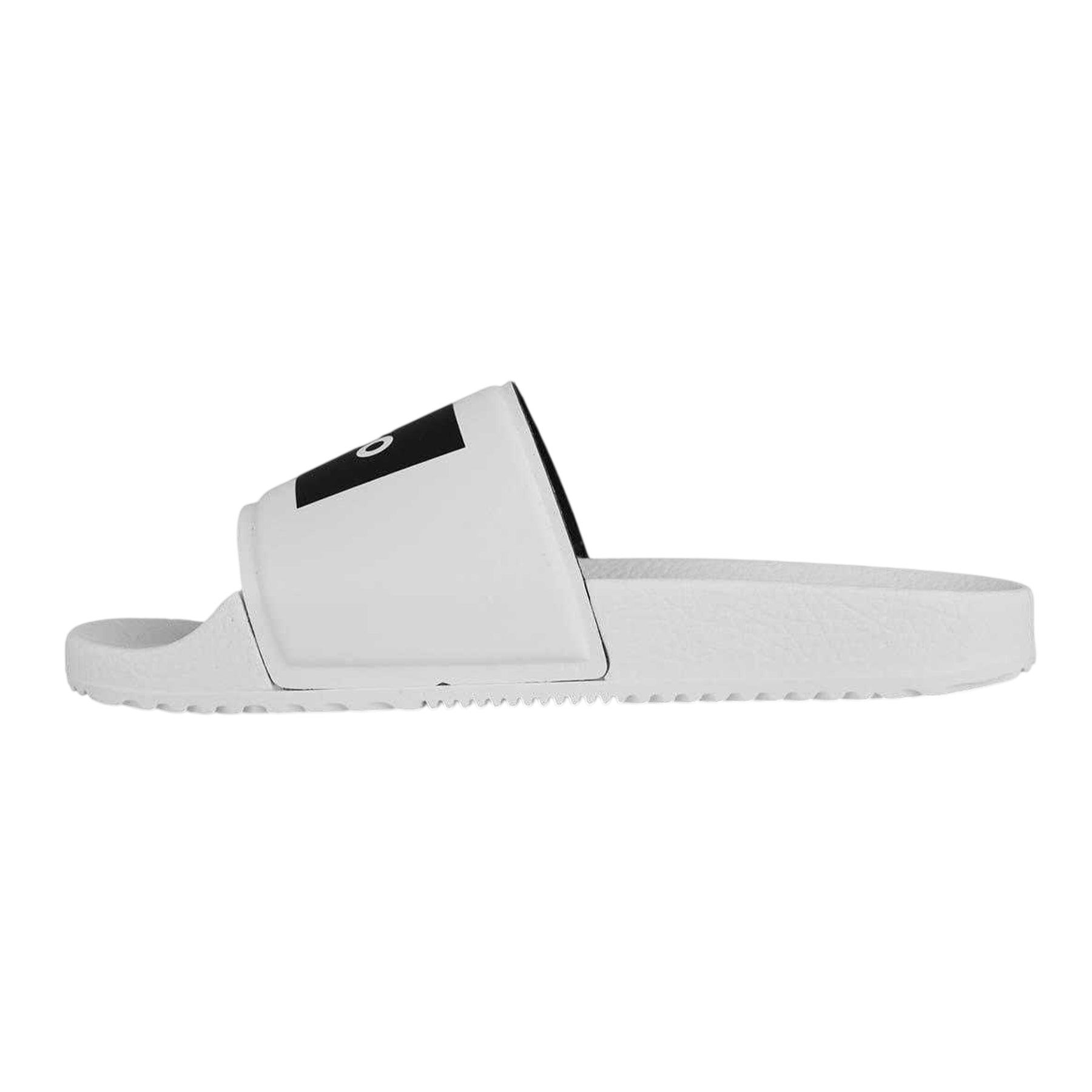 White-Black - Side - Hugo Womens-Ladies Time In Logo Wide Strap Sliders