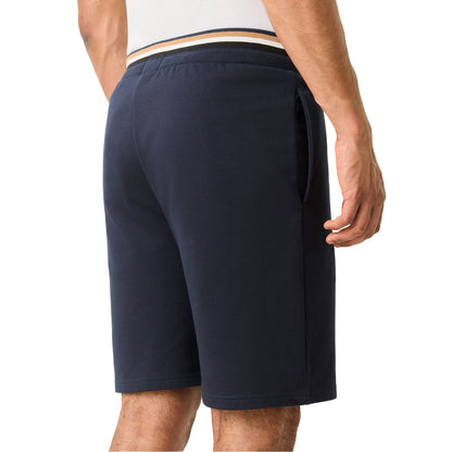 Dark Blue - Back - Boss Mens Fleece Striped Tapered Sweat Shorts