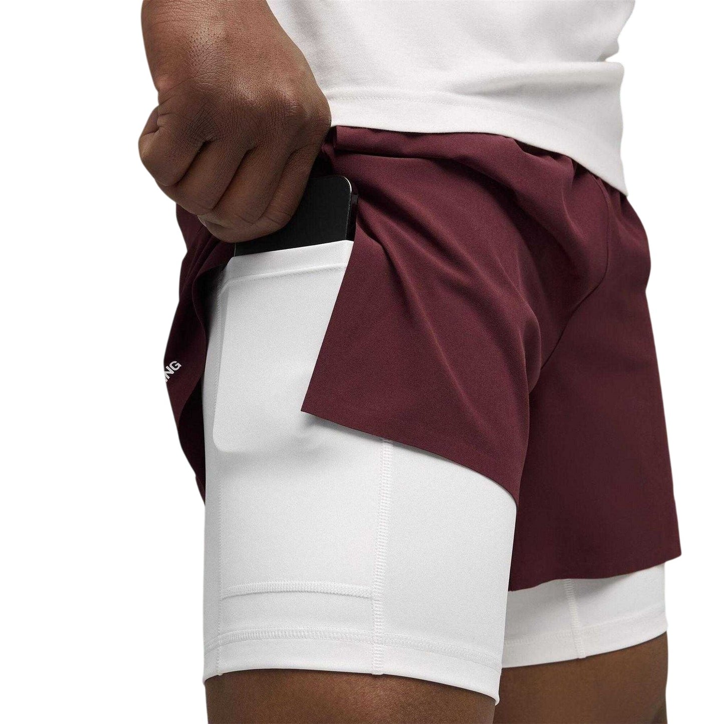 Ruby Red - Side - Puma Mens Hyrox 2 in 1 Shorts