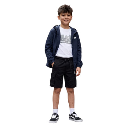 Black - Side - Weekend Offender Childrens-Kids Flamengo Fleece Cargo Shorts