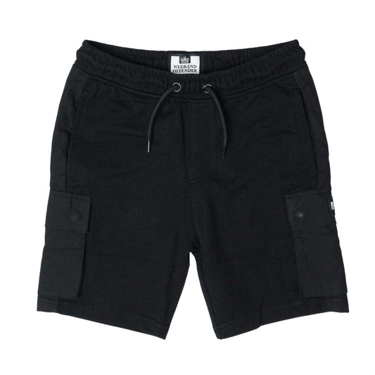 Black - Front - Weekend Offender Childrens-Kids Flamengo Fleece Cargo Shorts