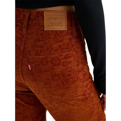 Gingerbread - Side - Levis Womens-Ladies Ribcage Corduroy Animal Print Straight Trousers