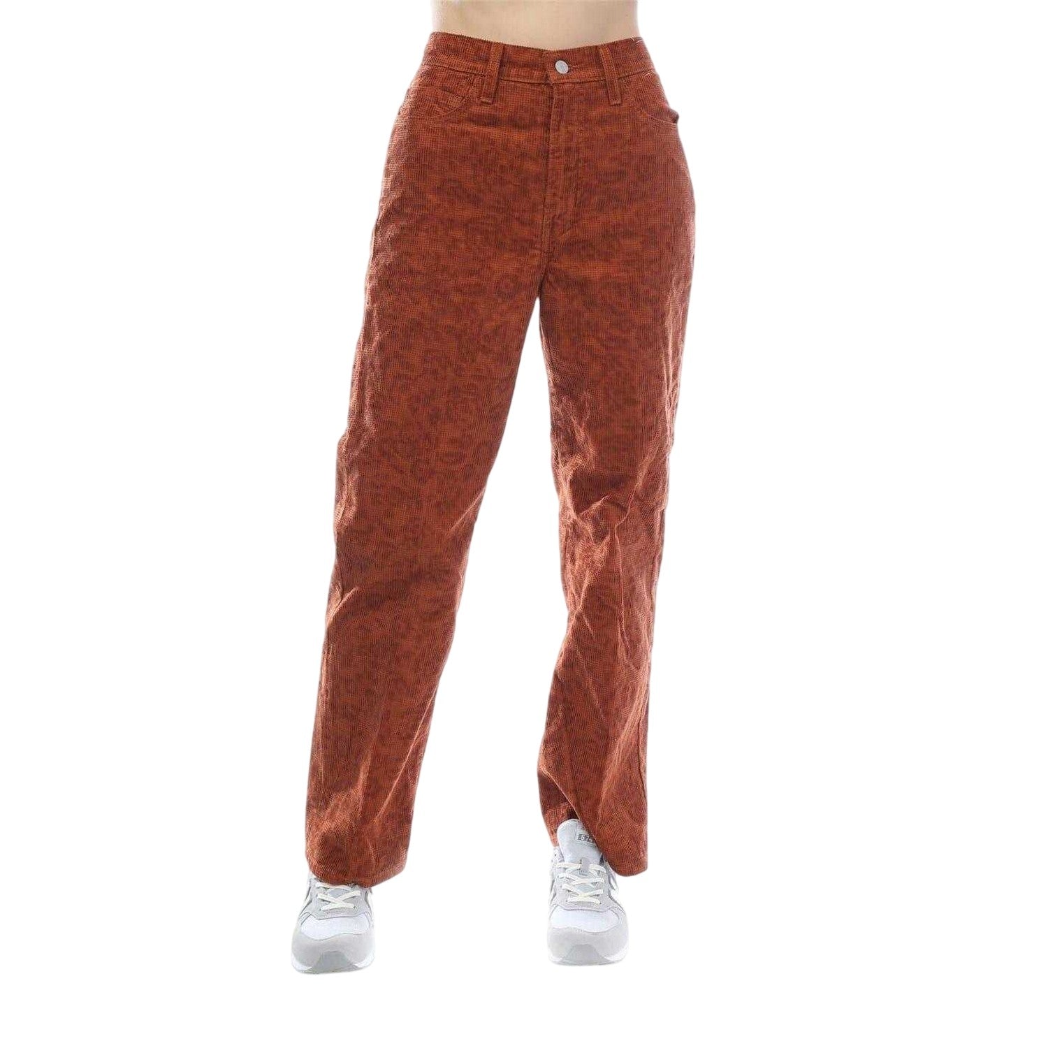 Gingerbread - Front - Levis Womens-Ladies Ribcage Corduroy Animal Print Straight Trousers