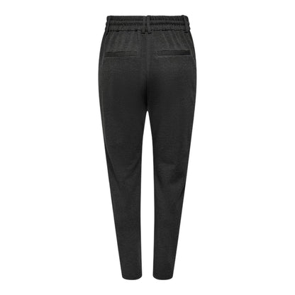 Dark Grey Melange - Back - Only Womens-Ladies Plain Slim Trousers