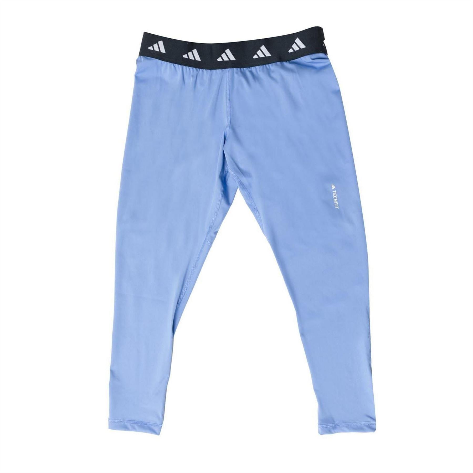Blue - Front - Adidas Womens-Ladies Techfit 7-8 Leggings