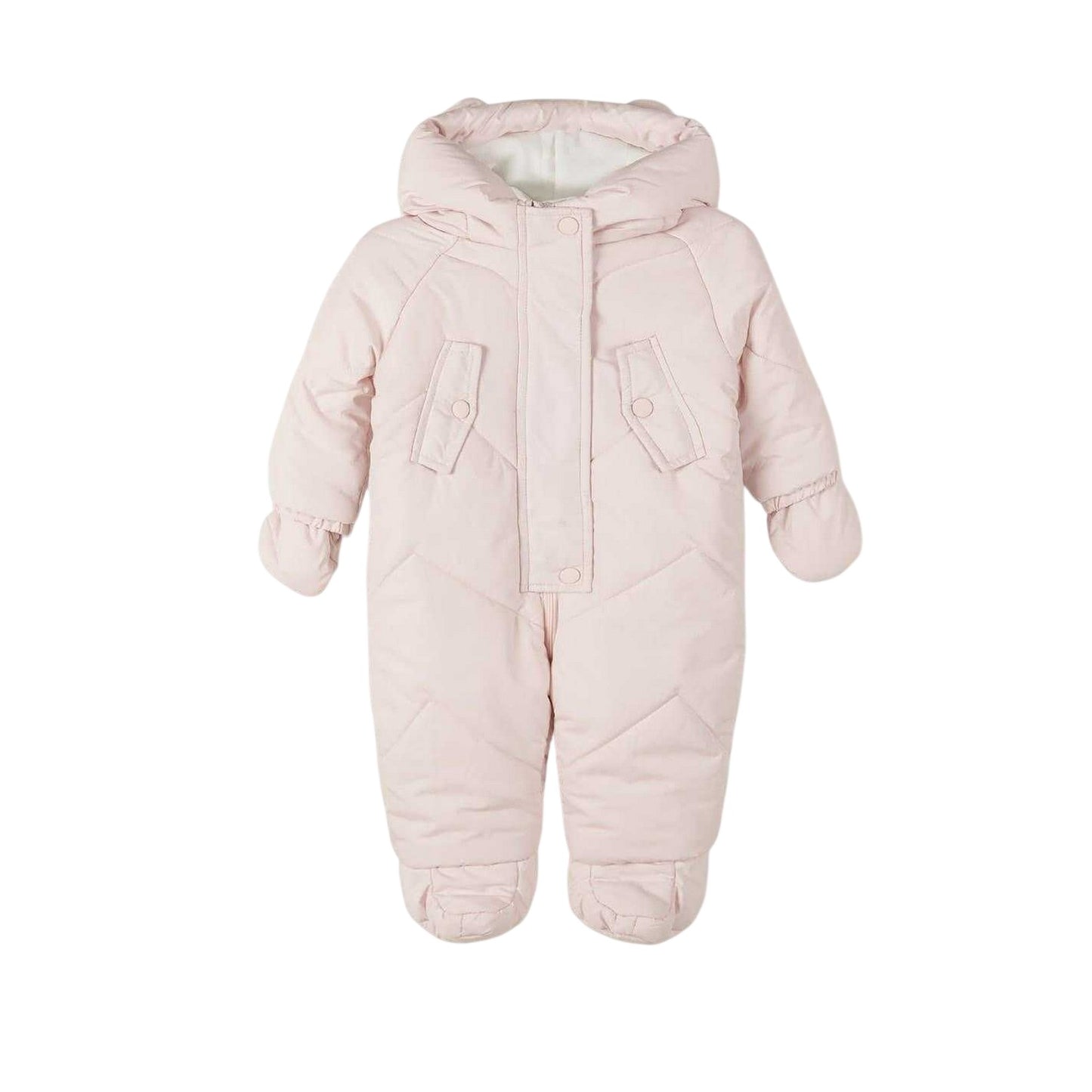 Light Pink - Front - Minoti Baby Snowsuit