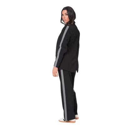 Black - Back - I Saw It First Womens-Ladies Striped Woven Relaxed Fit Blazer