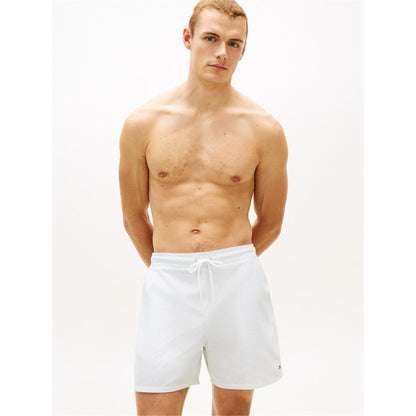 Ecru-Blue - Back - Tommy Hilfiger Mens Stripe Seersucker Swim Shorts
