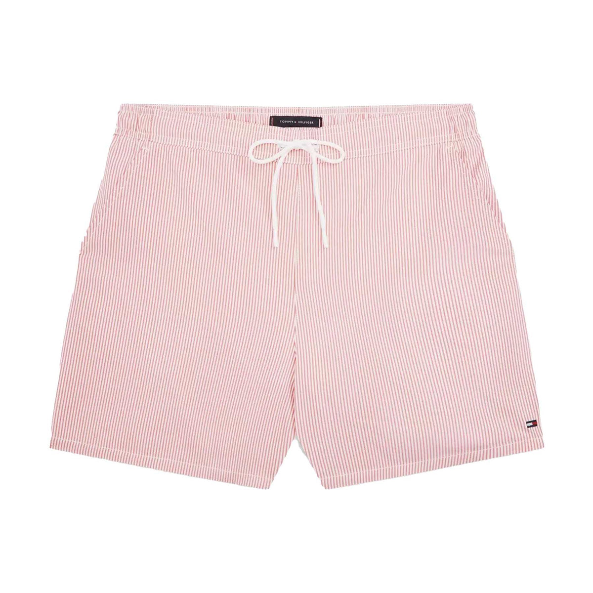 Red - Front - Tommy Hilfiger Mens Stripe Seersucker Swim Shorts