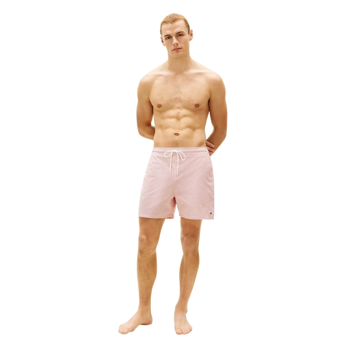 Red - Lifestyle - Tommy Hilfiger Mens Stripe Seersucker Swim Shorts