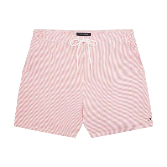 Red - Front - Tommy Hilfiger Mens Stripe Seersucker Swim Shorts