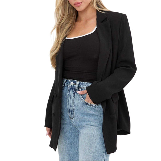 Black - Front - I Saw It First Womens-Ladies Woven Relaxed Fit Blazer
