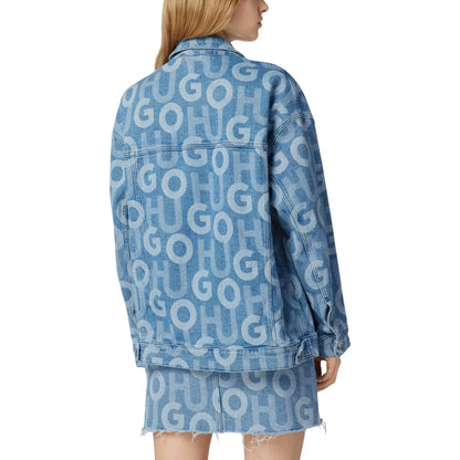 Turquoise - Back - Hugo Womens-Ladies The Icon Oversized Denim Jacket