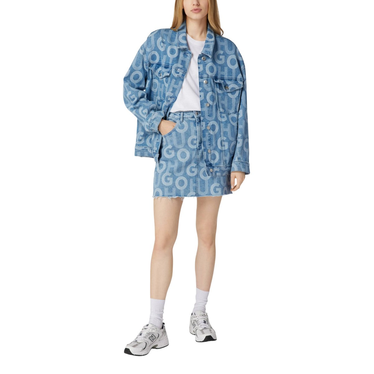 Turquoise - Lifestyle - Hugo Womens-Ladies The Icon Oversized Denim Jacket