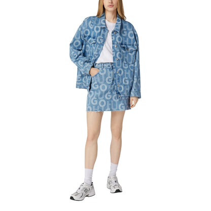 Turquoise - Lifestyle - Hugo Womens-Ladies The Icon Oversized Denim Jacket