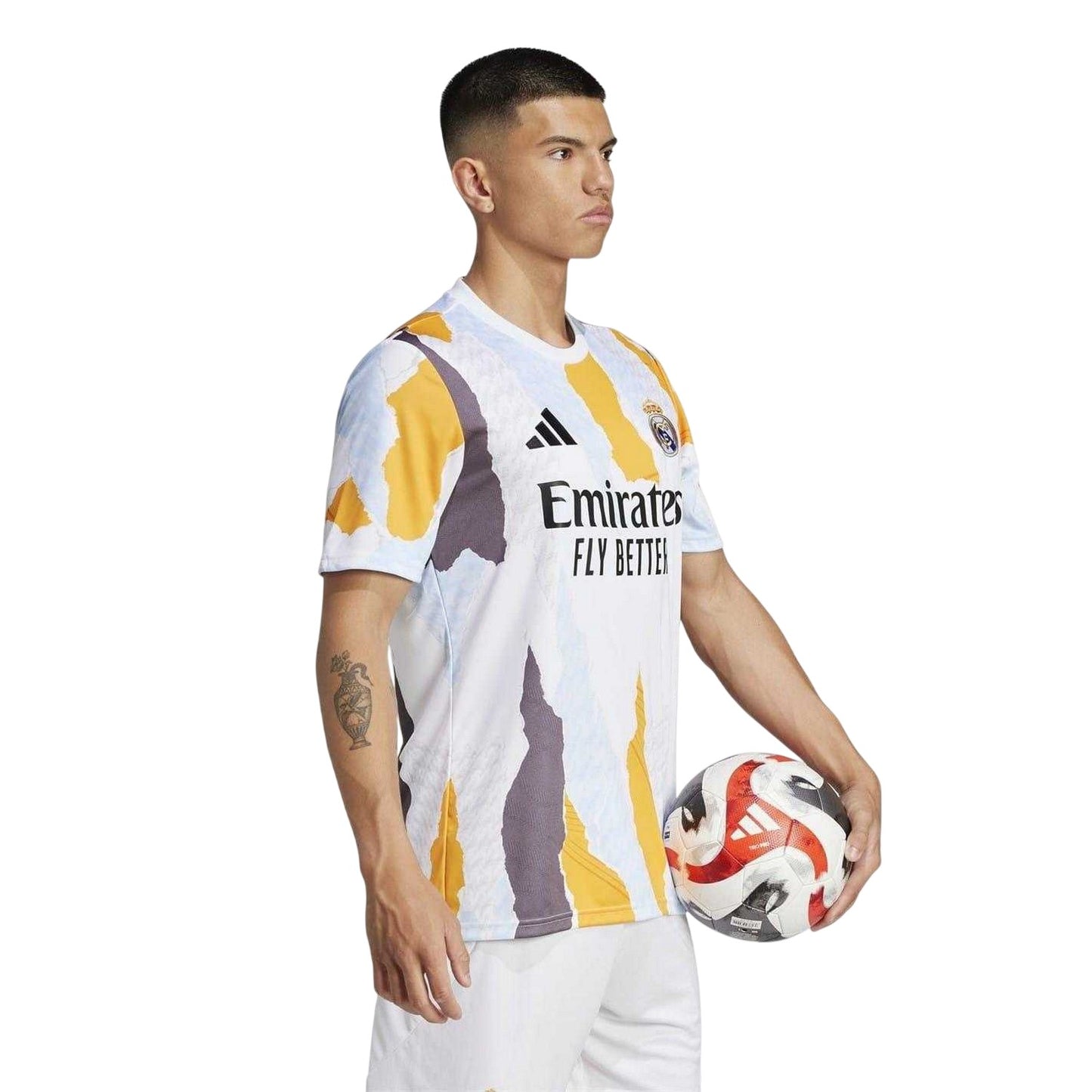 White - Side - Adidas Unisex Adult Pre-Match Real Madrid CF Training Football Shirt