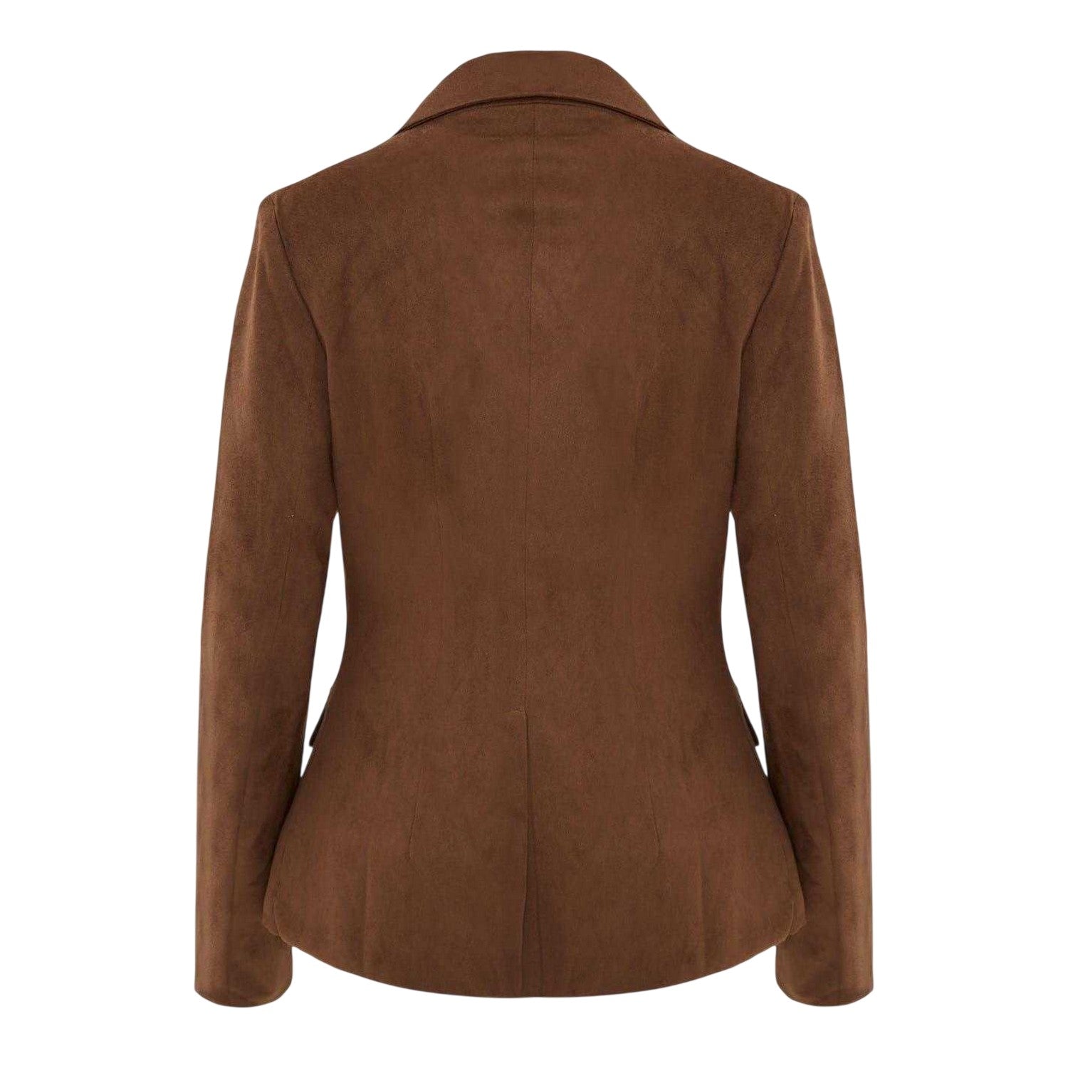 Tan - Back - I Saw It First Womens-Ladies Cinched Waist Tailored Blazer
