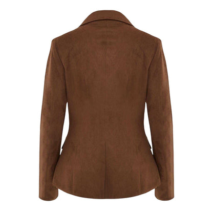 Tan - Back - I Saw It First Womens-Ladies Cinched Waist Tailored Blazer
