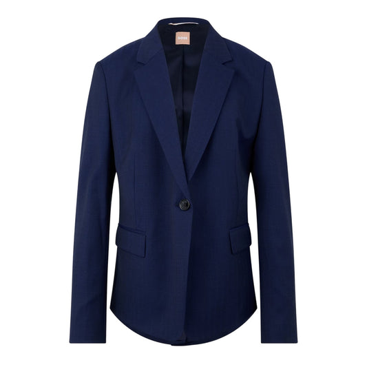 Navy - Front - Boss Womens-Ladies Jeniver Regular Blazer