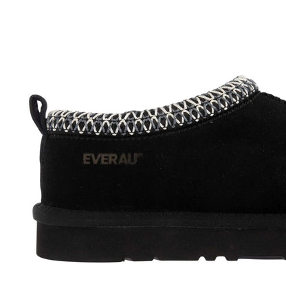Black - Side - EverAu Womens-Ladies Wigeon Cow Suede Slippers