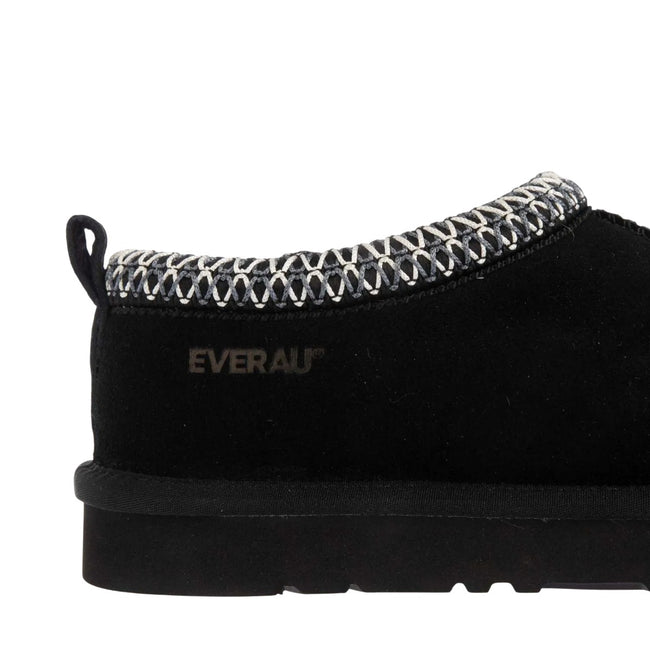 Black - Side - EverAu Womens-Ladies Wigeon Cow Suede Slippers