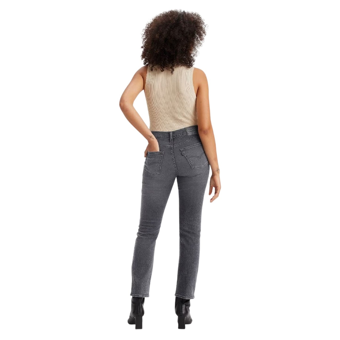 Ghost Grey - Back - Levis Mens High Rise Straight Leg Jeans