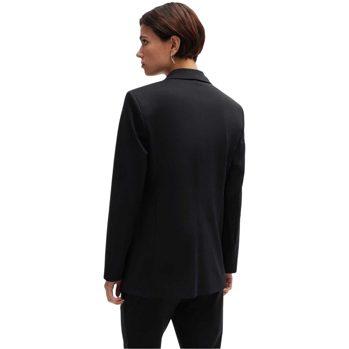 Black - Back - Boss Womens-Ladies Jersey Relaxed Fit Blazer