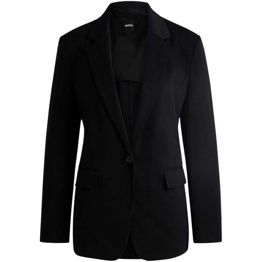 Black - Front - Boss Womens-Ladies Jersey Relaxed Fit Blazer