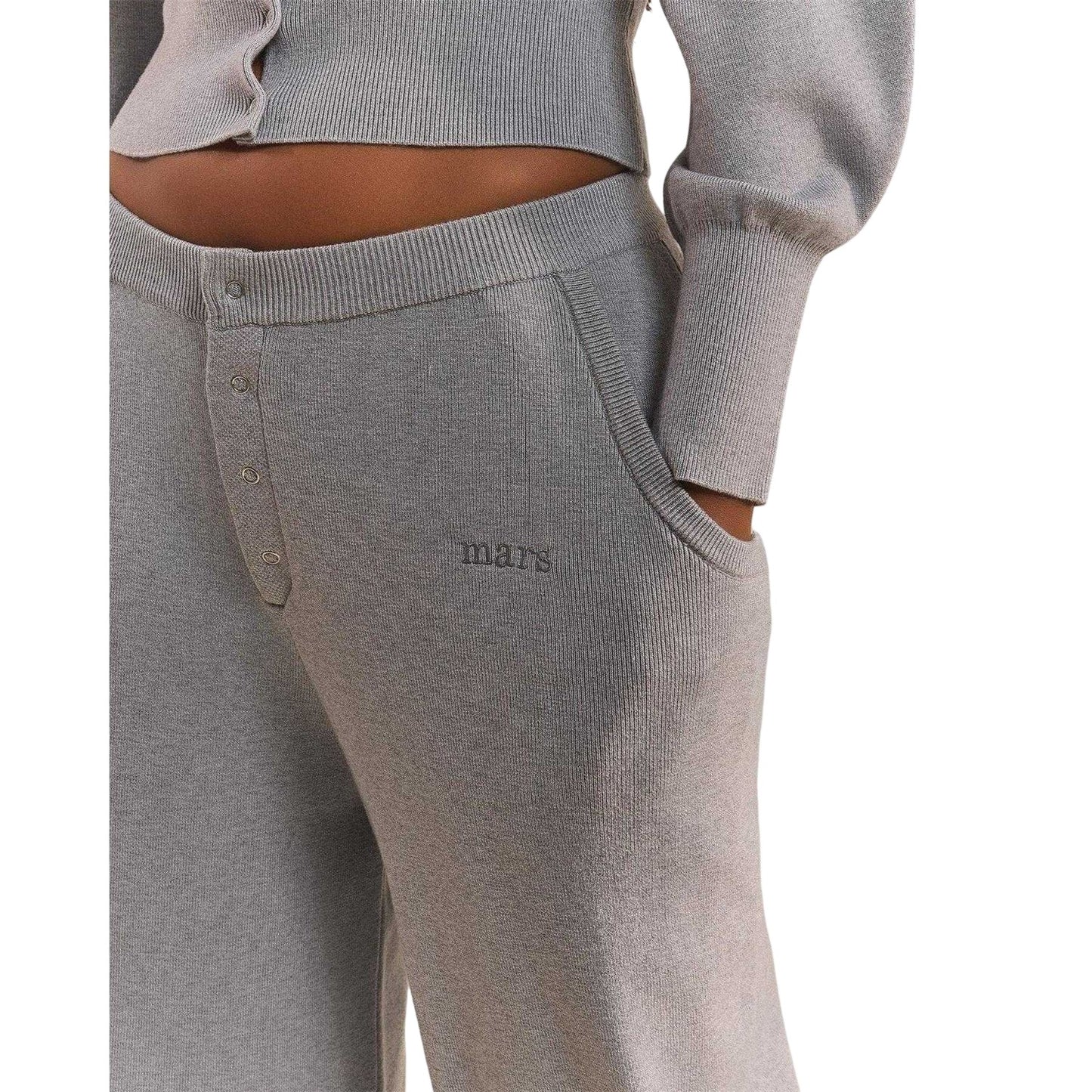 Grey - Side - Mars Womens-Ladies Knitted Joggers
