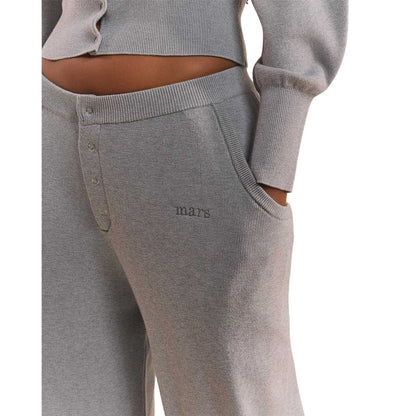 Grey - Side - Mars Womens-Ladies Knitted Joggers