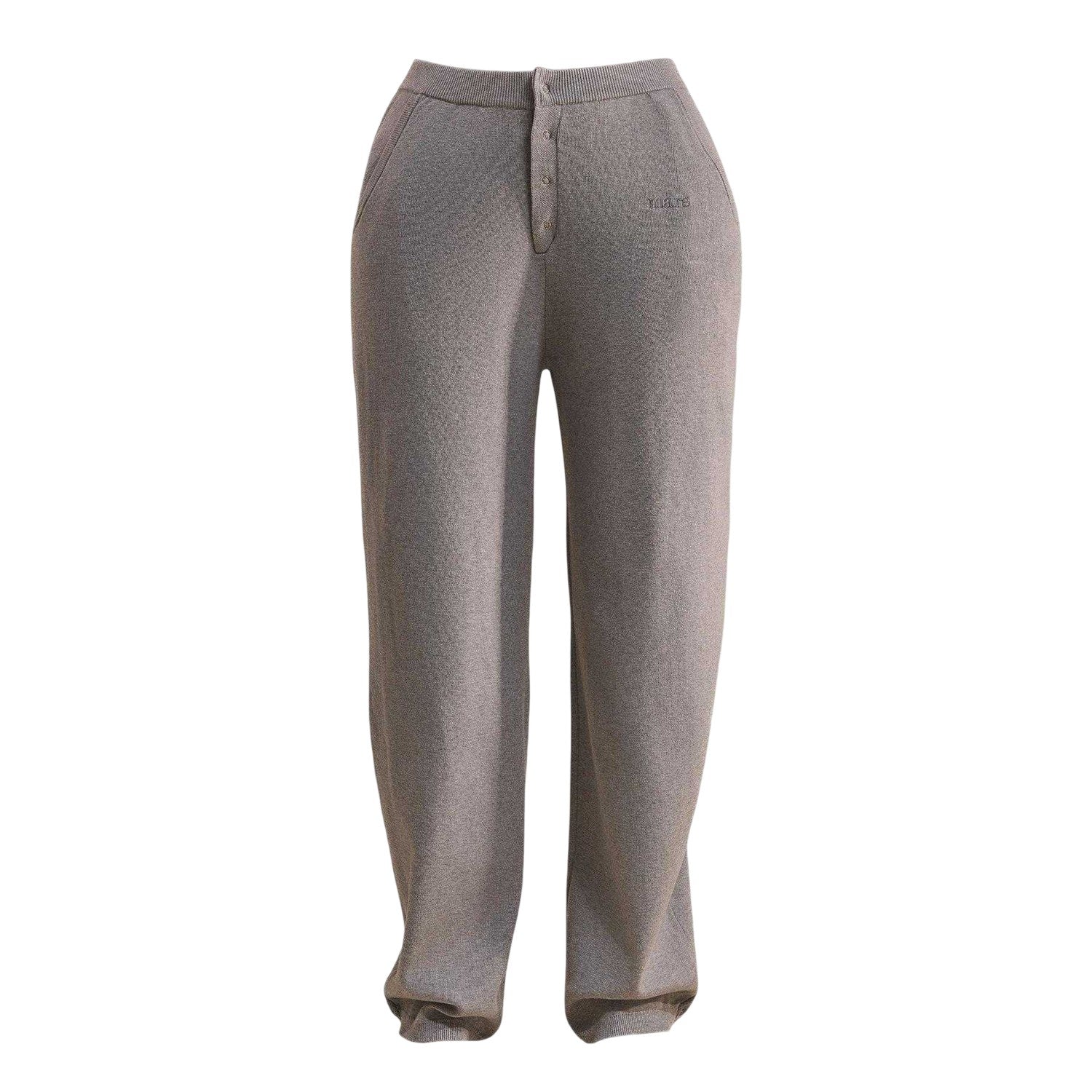 Grey - Front - Mars Womens-Ladies Knitted Joggers