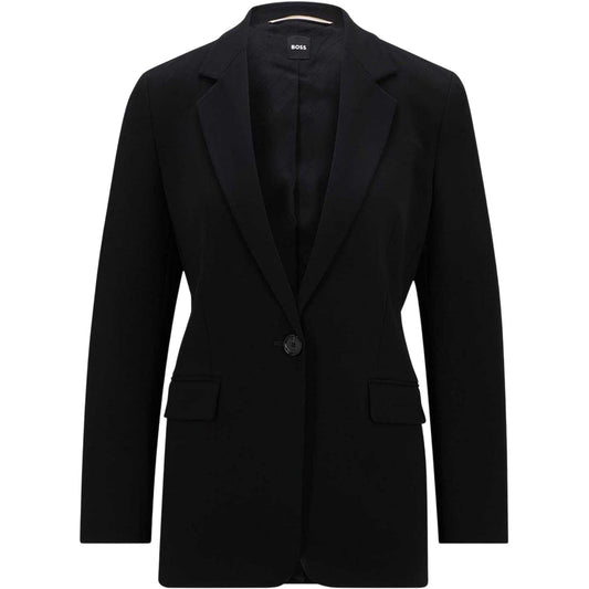 Black - Front - Boss Womens-Ladies Jexotta Flap Pocket Formal Blazer