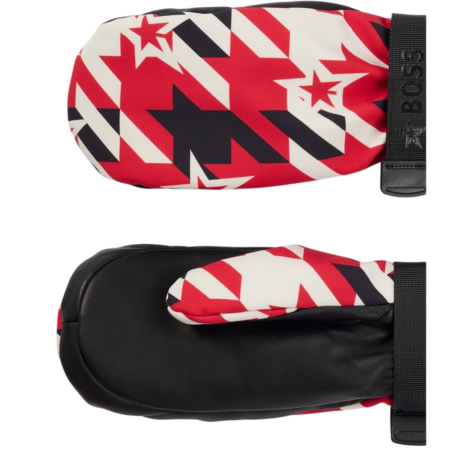 Red - Back - Boss Unisex Adult Houndstooth Ski Gloves