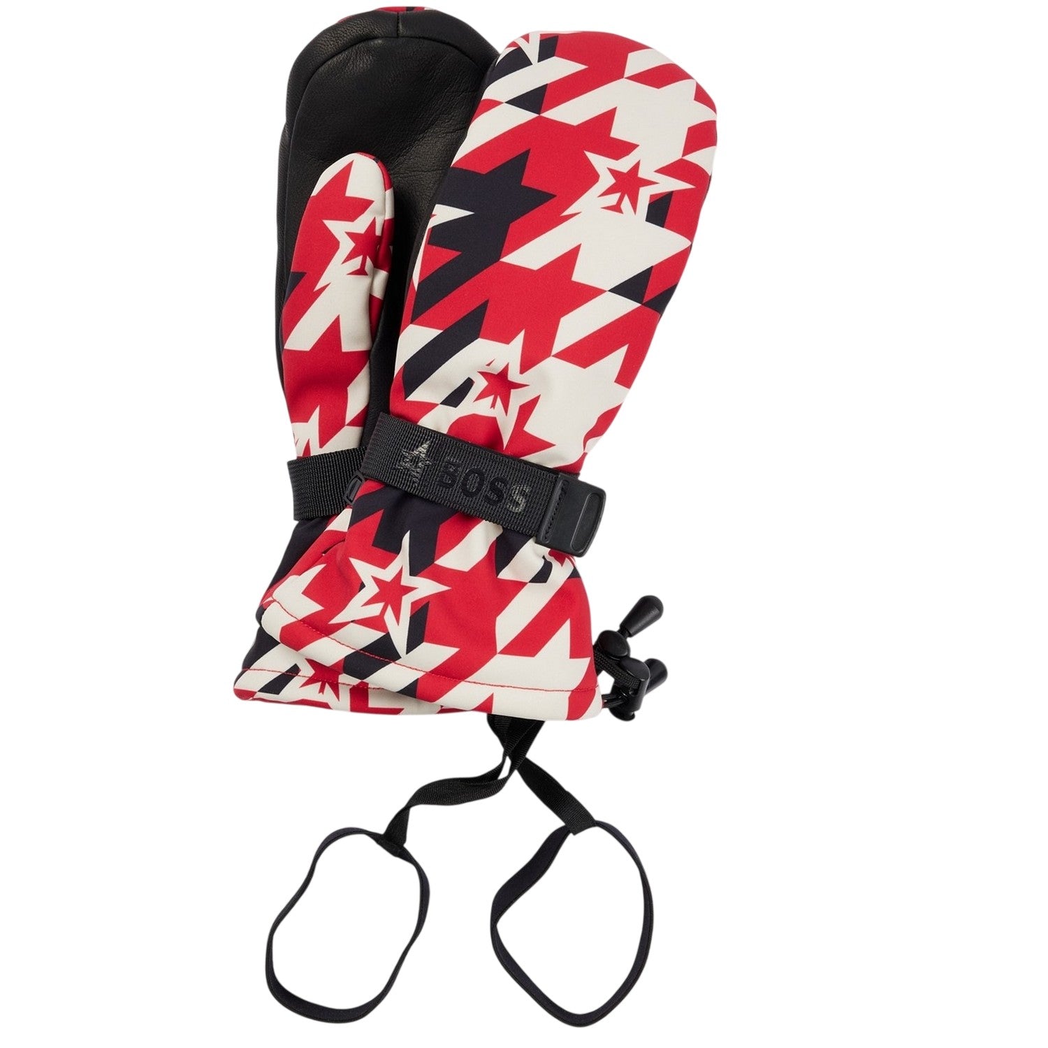 Red - Side - Boss Unisex Adult Houndstooth Ski Gloves