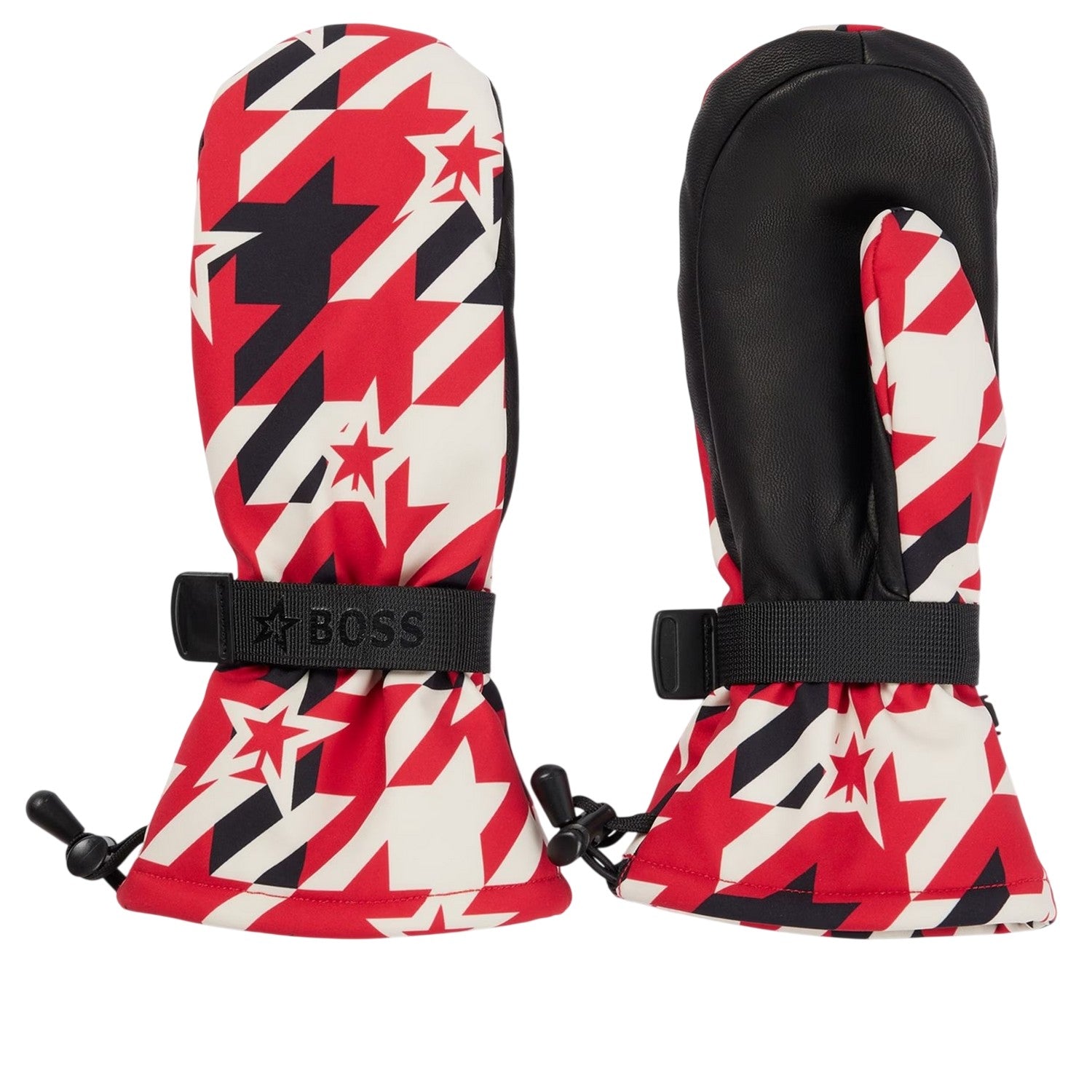 Red - Front - Boss Unisex Adult Houndstooth Ski Gloves