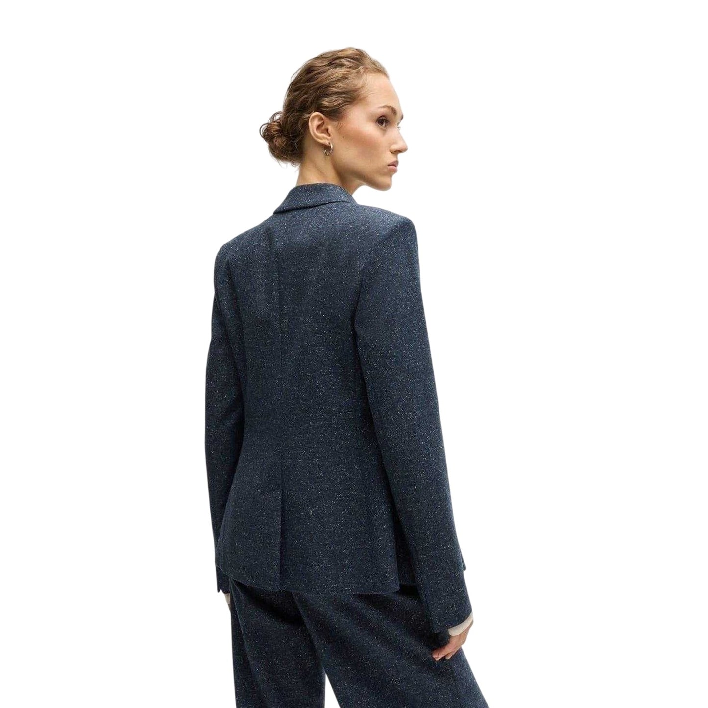Dark Blue - Back - Boss Womens-Ladies Flecked Regular Blazer