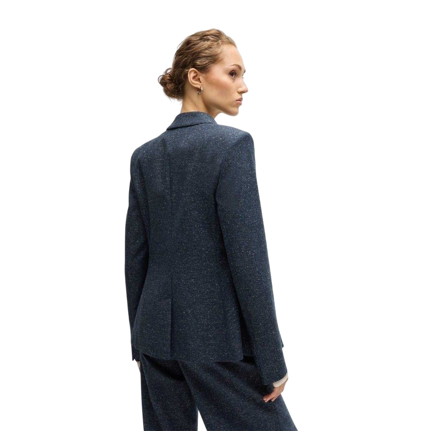 Dark Blue - Back - Boss Womens-Ladies Flecked Regular Blazer