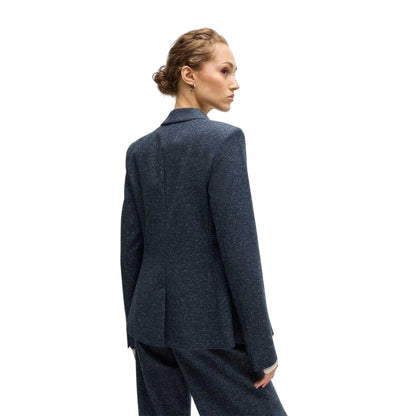 Dark Blue - Back - Boss Womens-Ladies Flecked Regular Blazer