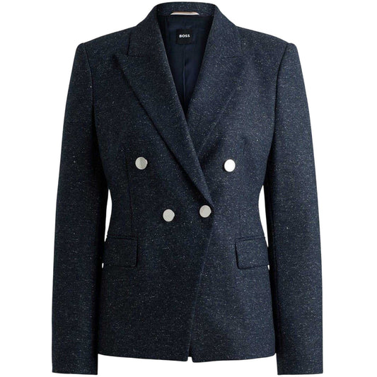 Dark Blue - Front - Boss Womens-Ladies Flecked Regular Blazer