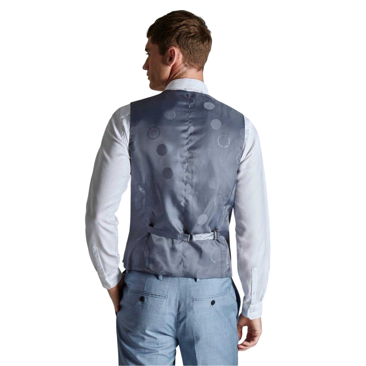Grey - Back - Ted Baker Mens V Neck Slim Wedding Waistcoat