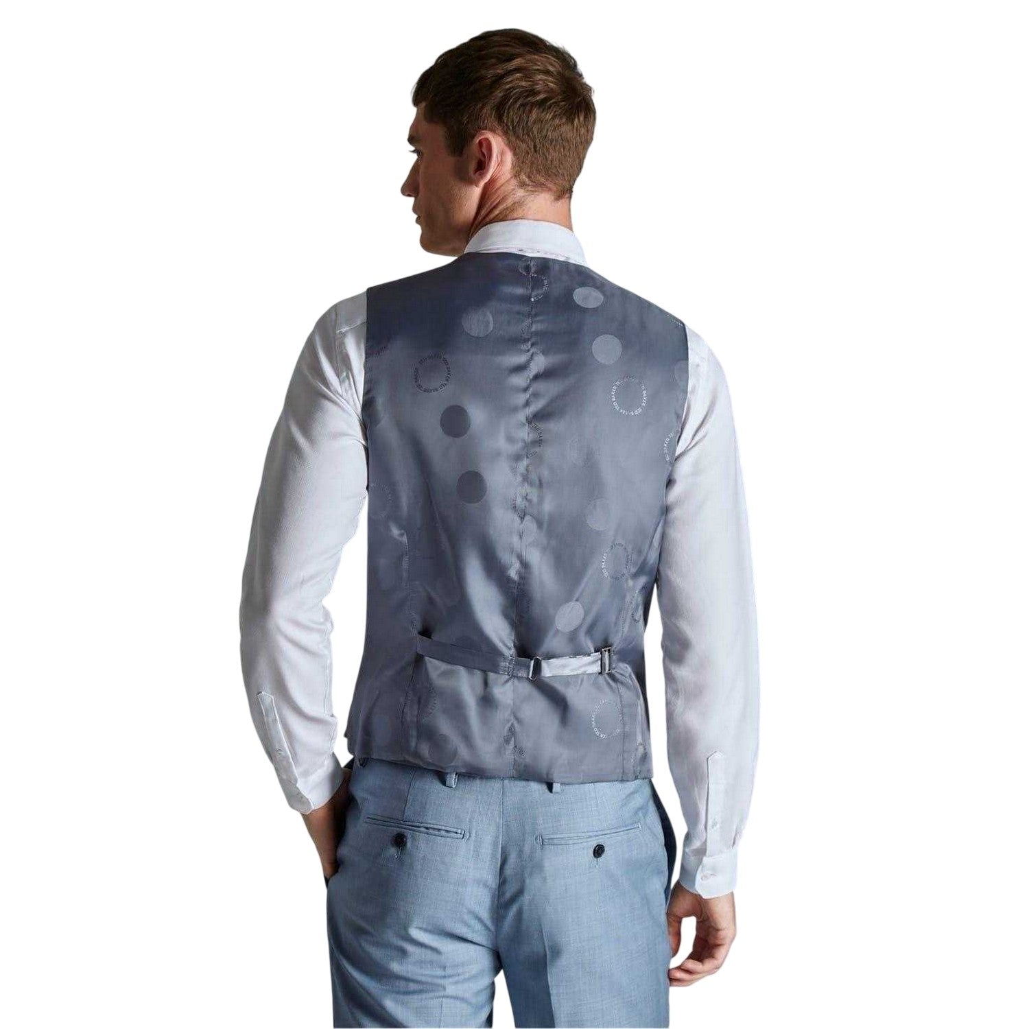 Grey - Back - Ted Baker Mens V Neck Slim Wedding Waistcoat