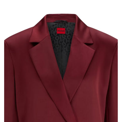 Dark Red - Back - Hugo Womens-Ladies Aboma Double-Breasted Regular Blazer