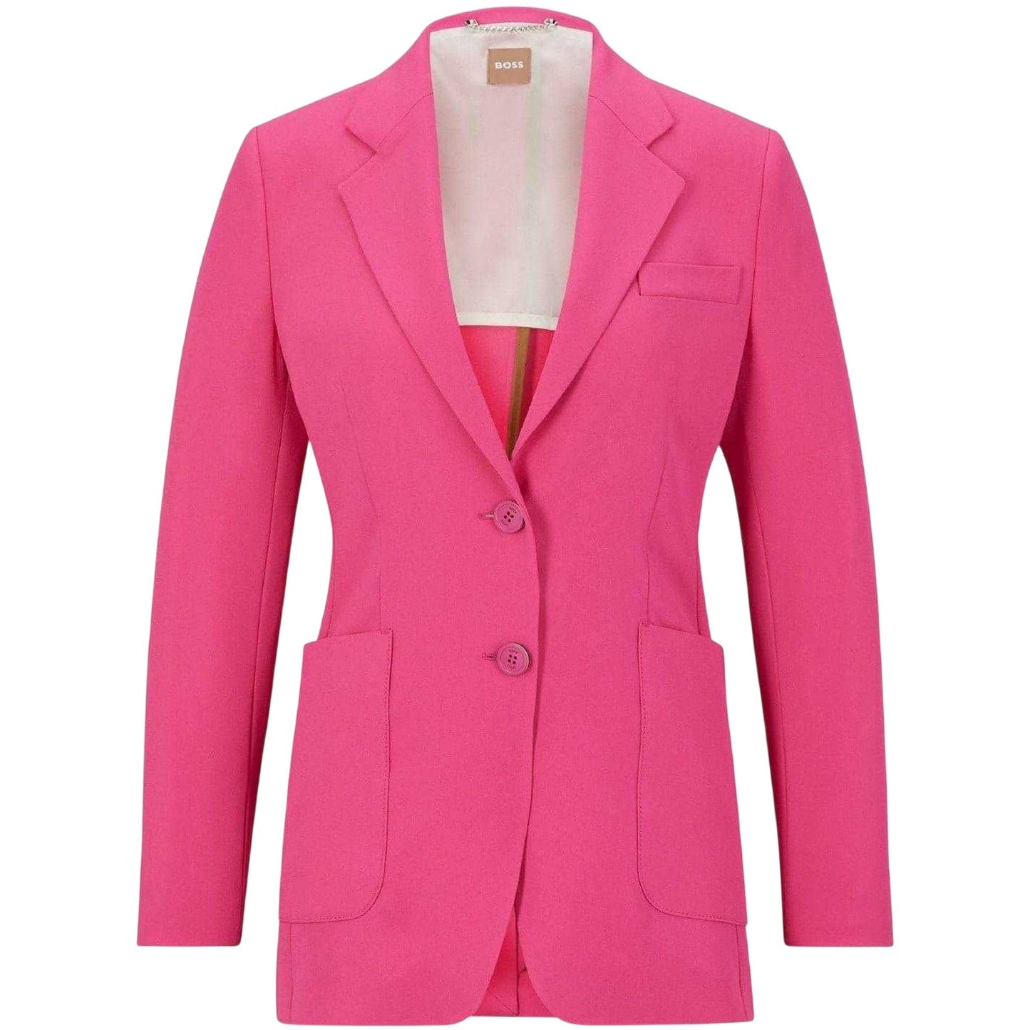 Medium Pink - Front - Boss Womens-Ladies Plain Lapel Collar Blazer