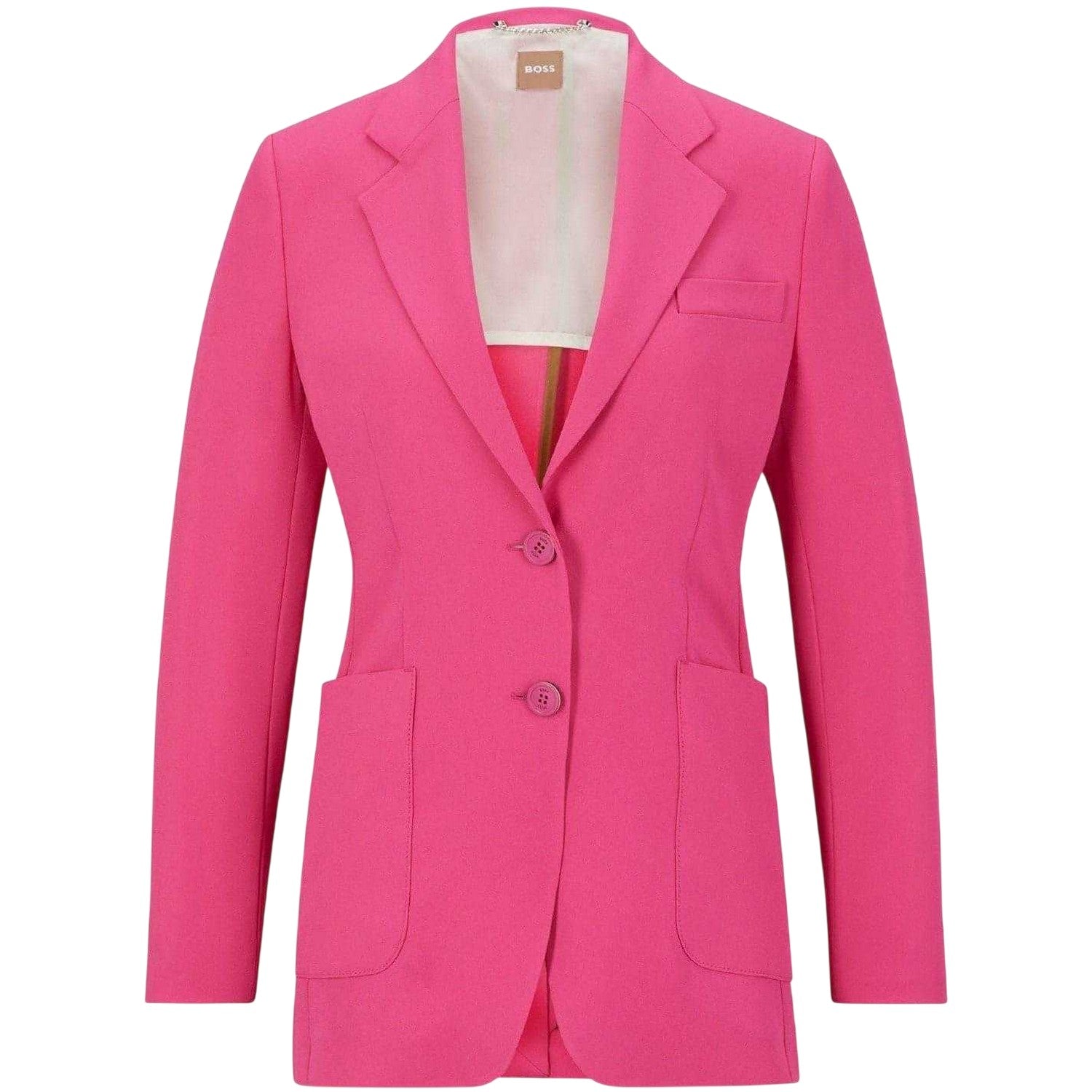 Medium Pink - Front - Boss Womens-Ladies Plain Lapel Collar Blazer