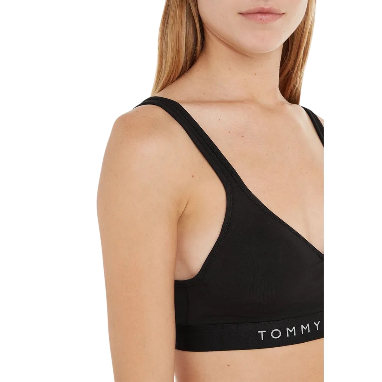 Black - Side - Tommy Hilfiger Womens-Ladies Original V Neck Bralette