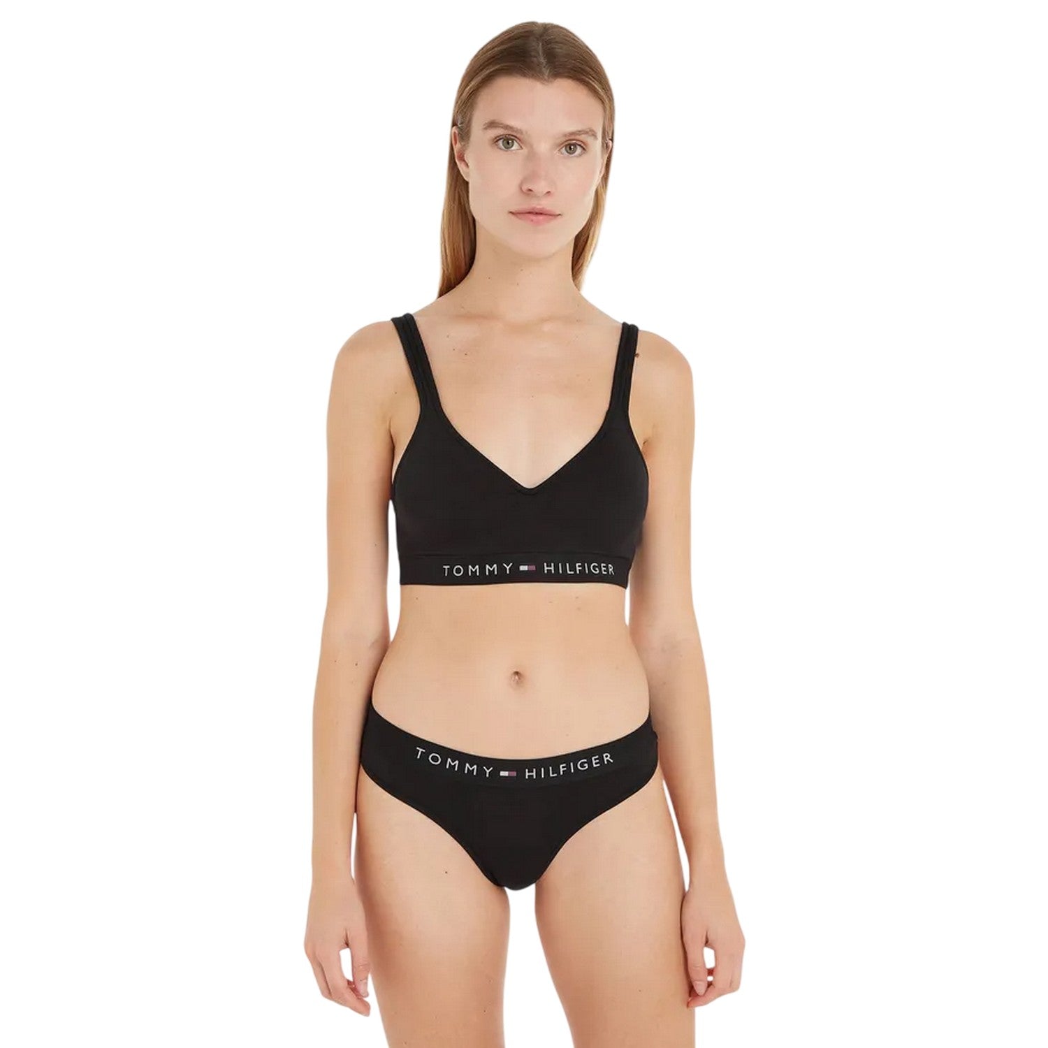 Black - Lifestyle - Tommy Hilfiger Womens-Ladies Original V Neck Bralette