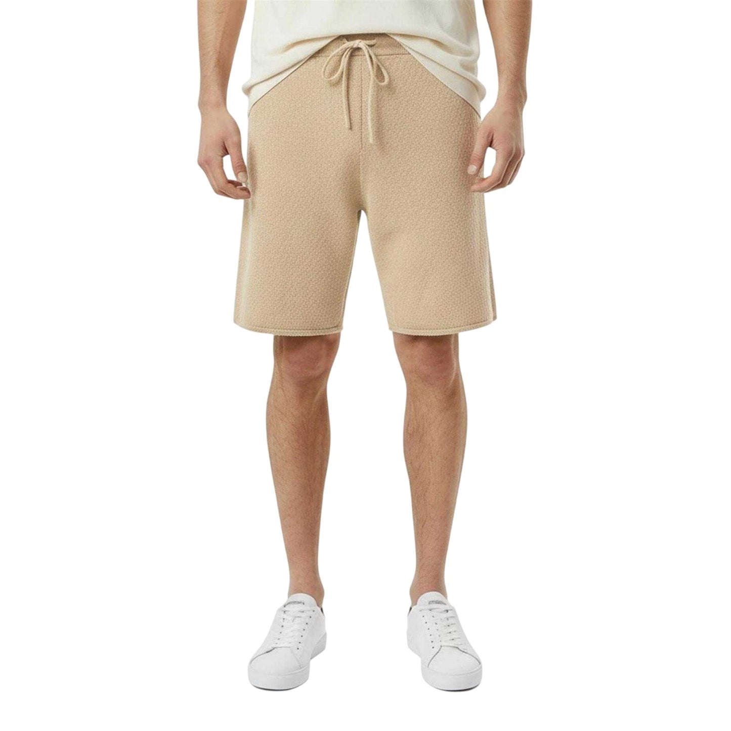 Light Khaki - Side - Jack Wills Mens Knitted Shorts