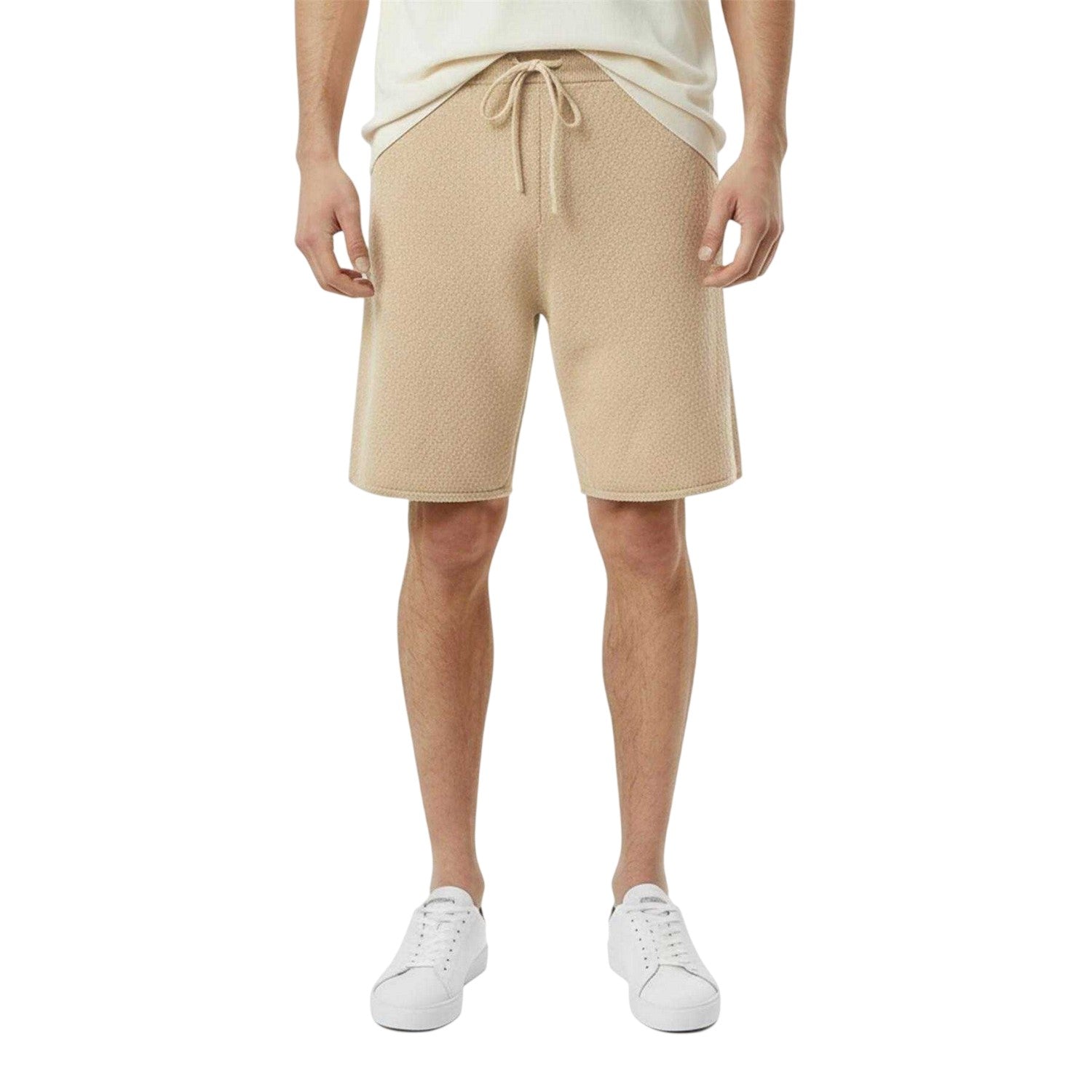 Light Khaki - Side - Jack Wills Mens Knitted Shorts