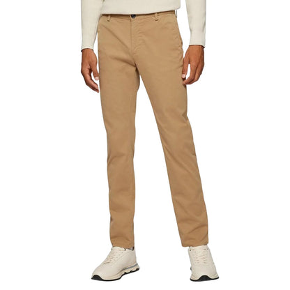 Beige - Side - Boss Mens Crigan2 Leather Label Trousers