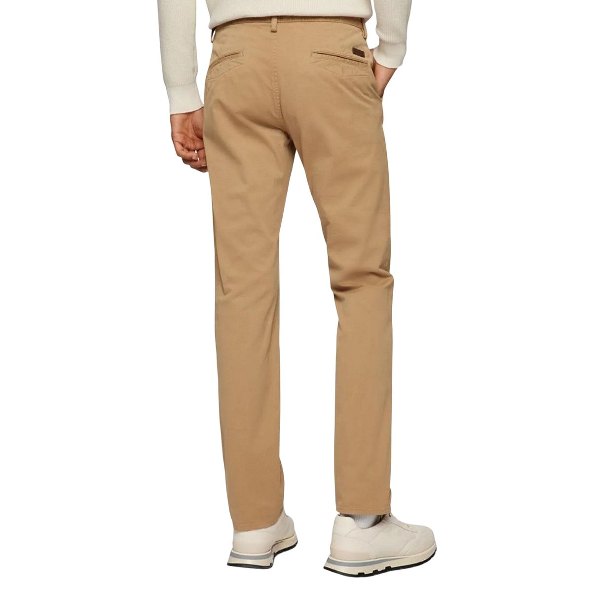 Beige - Back - Boss Mens Crigan2 Leather Label Trousers